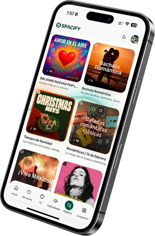 El catálogo de playlists de Spacify en el celular